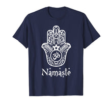 Load image into Gallery viewer, Namaste Hand Hamsa yoga hinduism vedas OHM t shirt
