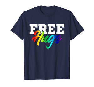 Rainbow Colors Free Hugs LGBT Funny Gift Tshirt