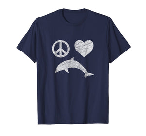 Dolphin Shirt PEACE LOVE DOLPHINS Girls Women Vintage Gift