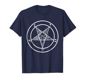 Baphomet T Shirt Pentagram Shirt Men Inverted Pentagram Tee