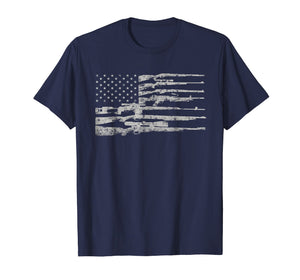Big American Flag With Machine Guns T-Shirt 2A Flag Shirt