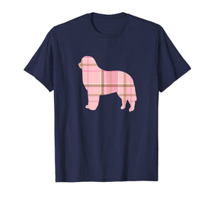 Bernese Mountain Dog Pink Plaid Dog Silhouette T-Shirt v2