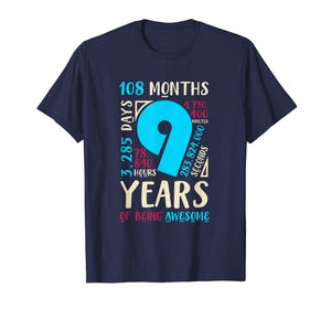 9th Birthday Gifts Son Daughter Nine 9 Year Old Boys Girls T-Shirt