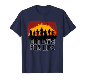 Outlaws For Life Tshirt Red Sunset Cowboys Redemptions RDR2