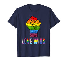Load image into Gallery viewer, Love Wins Raised Fist T Shirt LGBT Gay Pride Awareness Month

