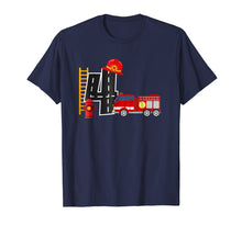 Load image into Gallery viewer, Boy&#39;s 4 Year Old Fire Truck Birthday Tee
