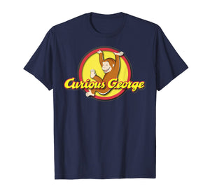 Curious George Playfully Swinging Circle Logo Graphic Tee