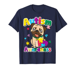 Autism Awareness T-Shirt Cute Pug Dog Puzzle Pieces Gift