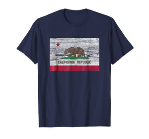 California State Flag T-Shirt Vintage Wood Grain Bear