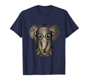 Baby Elephant DJ Wearing Headphones & Glasses Gift Shirt