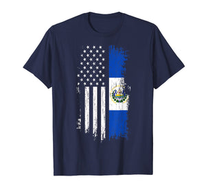 Salvadoran America Flag T-Shirt - El Salvador USA Shirt