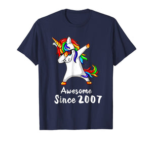 11 Years Old 11th Birthday Unicorn Dabbing Shirt 2007 Gift