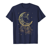 Load image into Gallery viewer, Mystical Pagan Filigree Moon and Stars Shimmer Gold Shirt
