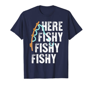 Here Fishy Fishy Lucky Fisherman T-Shirt: Fishing Game On