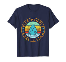 Load image into Gallery viewer, Bite People Hail Satan Shark Retro Vintage T-Shirt
