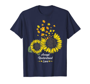Autism Mom Dad Shirt Gifts Sunflower Autism Puzzle Piece