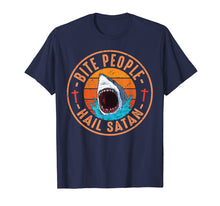Load image into Gallery viewer, Retro Vintage Bite People Hail Satan Angry Shark Tshirt Gift
