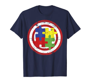 Autism Awareness Shirts Captain Autism Puzzle Piece T Shirt