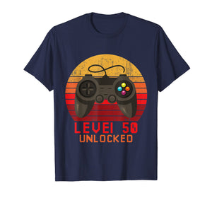 Level 50 Unlocked Funny T Shirt Video Gamer 50th Birthday
