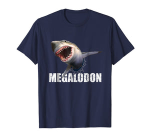 Mens Megalodon Shark Shirt Prehistoric Ocean Humor Gift Tee