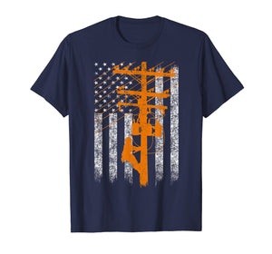 Cute Silhouette American Flag Lineman T-shirt
