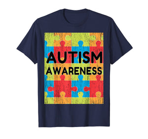 Mens Autism Awareness Distressed T-Shirt Autism Day gift