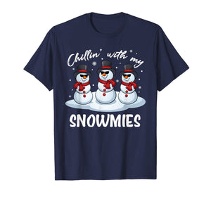 Chillin With My Snowmies Funny Pajama Christmas Xmas Gift T-Shirt