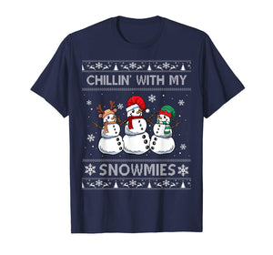 Chillin With My Snowmies Funny Ugly Christmas Pajama Xmas T-Shirt