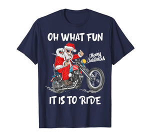 Biker Santa Motorcycle Fan Merry Christmas Xmas Holidays T-Shirt