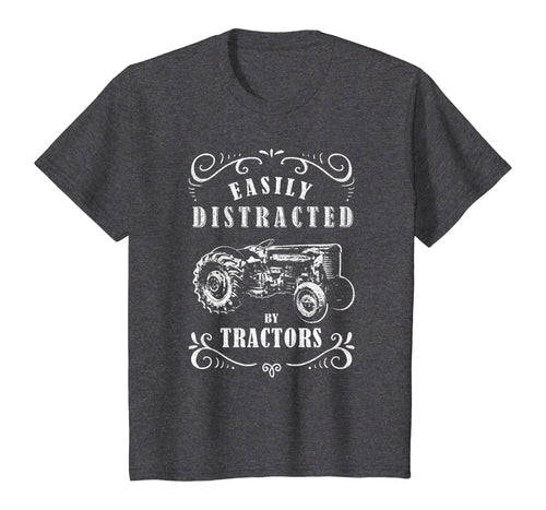 Vintage Funny graphic easily distracted by tractors tshirt