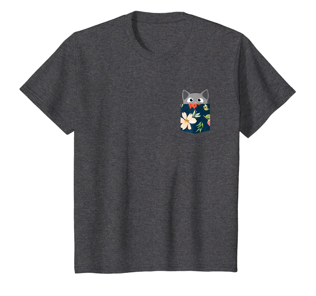 Cute Cat Faux Fake Pocket T-Shirt For Girls, Women and Men