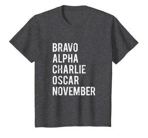 Bacon Military Alphabet T-Shirt Bacon Lover Distressed Gift