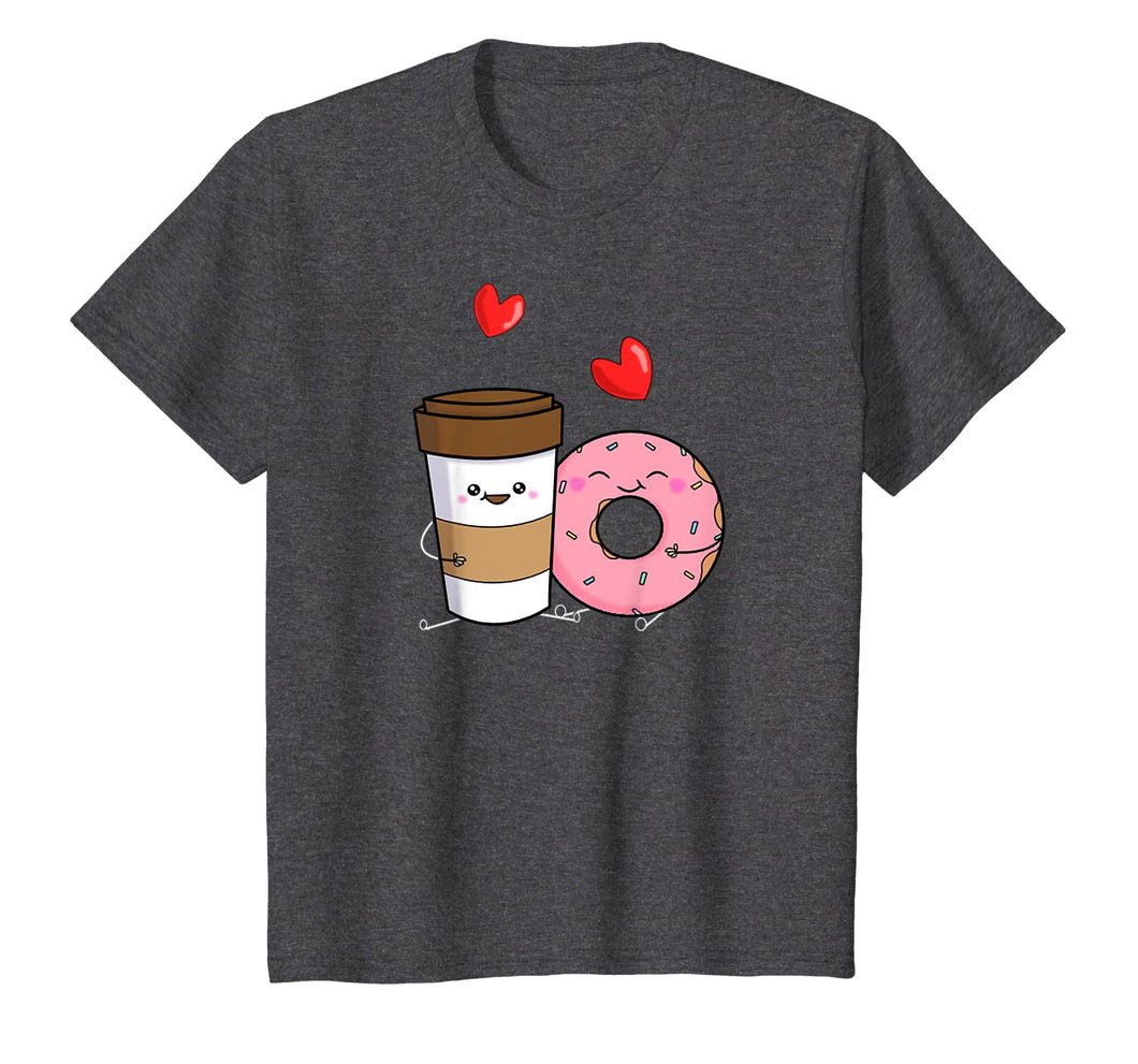 Coffee And Donuts Shirt Cute Kawaii T-Shirt Dark