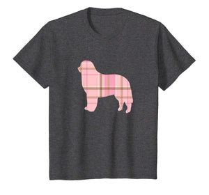 Bernese Mountain Dog Pink Plaid Dog Silhouette T-Shirt v2