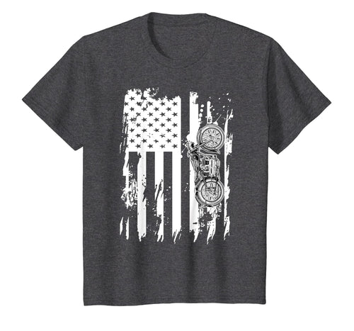 Vintage Retro Motorcycle T-Shirt Detailed With American Flag