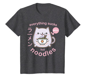 Pastel Goth Ramen Noodle Cat T Shirt - Anime Kawaii Gift