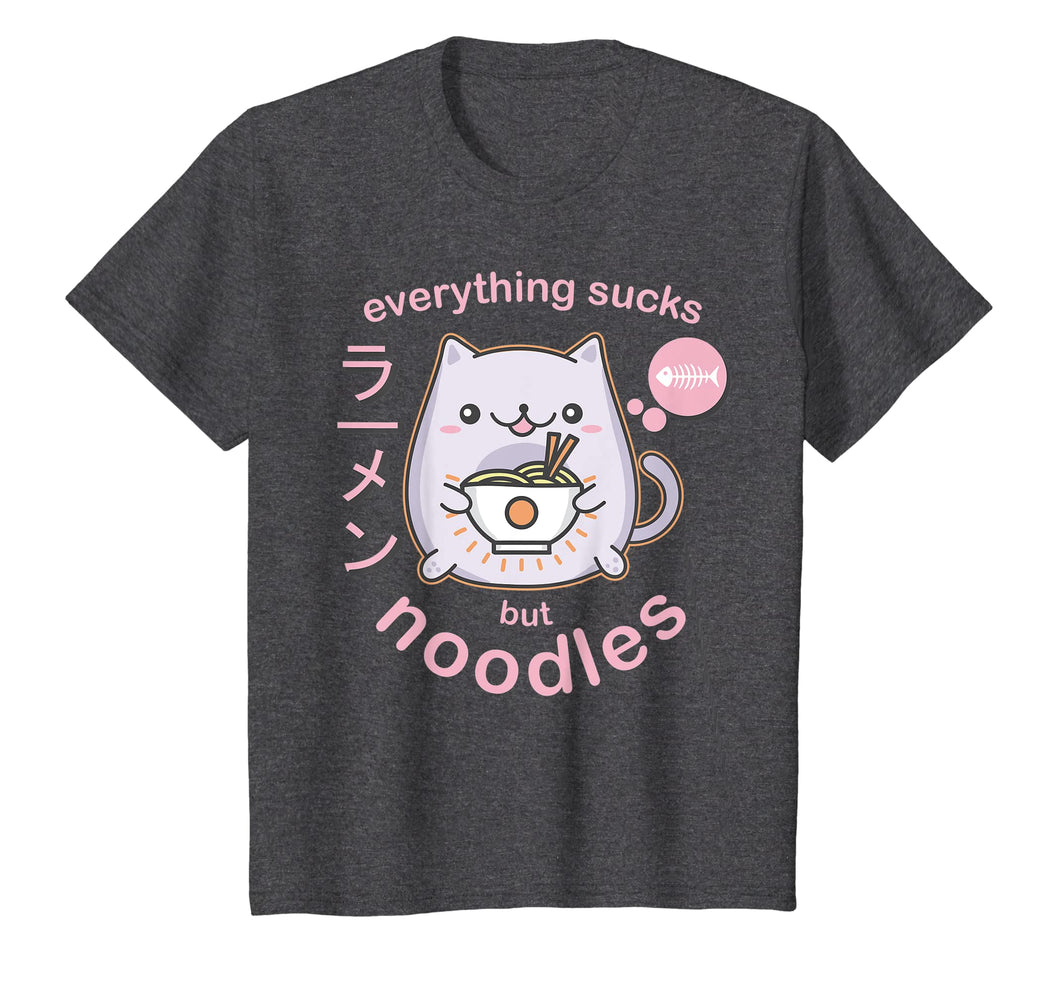 Pastel Goth Ramen Noodle Cat T Shirt - Anime Kawaii Gift