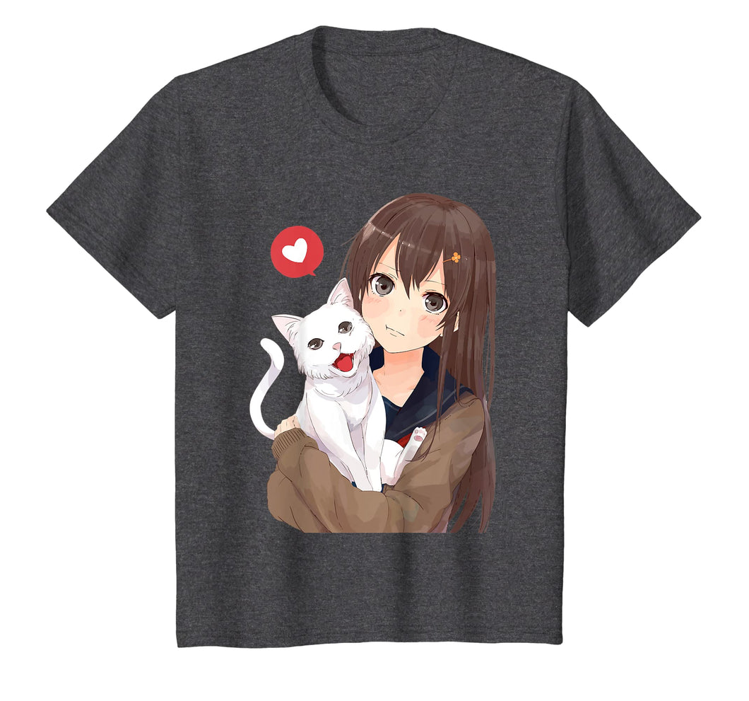 Cute Anime Girl and Kitty Cat Tee Shirt