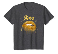 Load image into Gallery viewer, Aries Zodiac Birthday Golden Lips T-Shirt for Black Women
