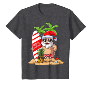Christmas in July Santa Hawaiian Surfing T Shirt Summer Surf