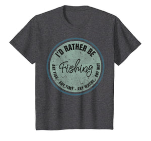 I'd Rather Be Fishing T-shirt Retro Distressed Gift Tshirt