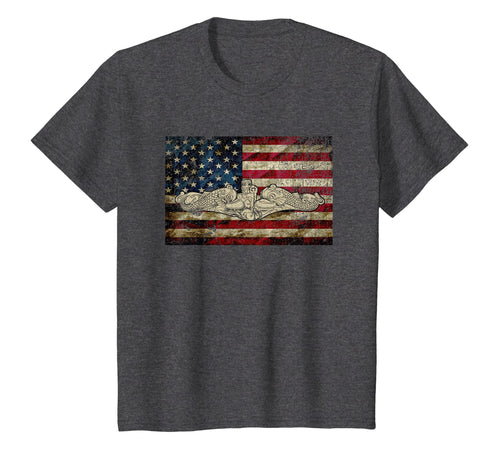 Vintage Navy Submarine Warfare Insignia American Flag Tshirt