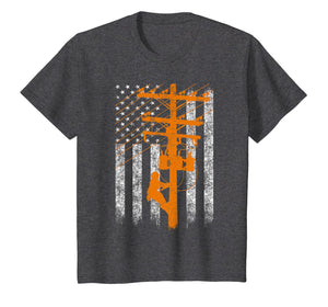Cute Silhouette American Flag Lineman T-shirt