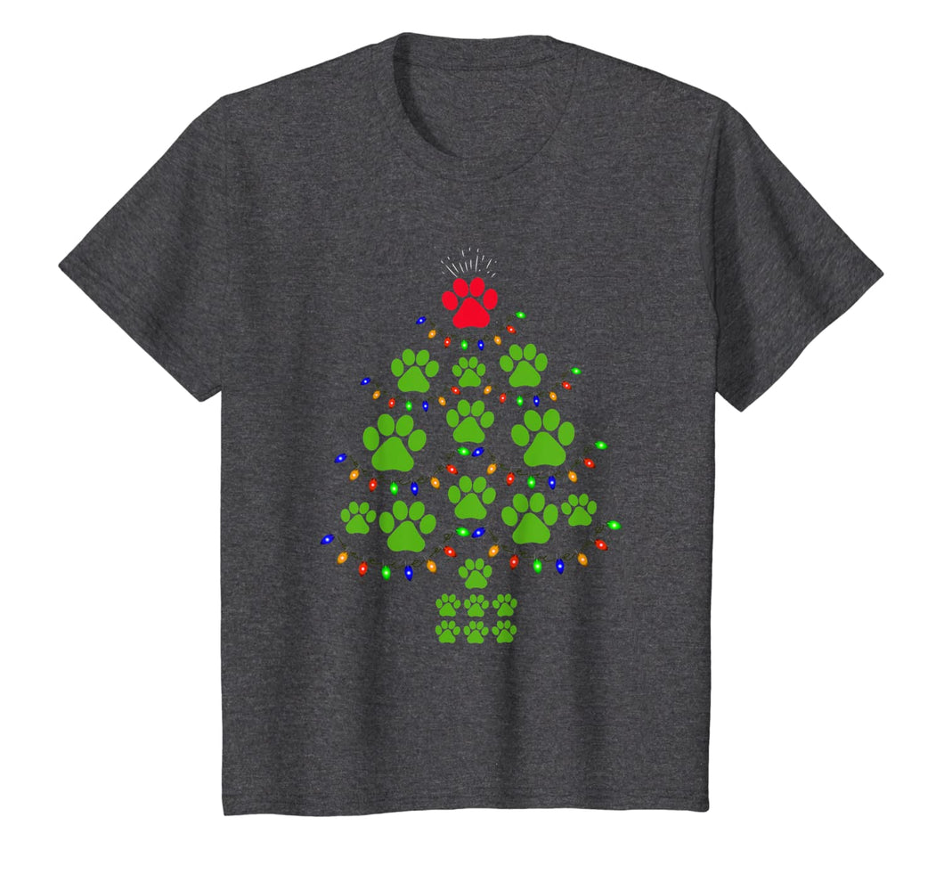 Christmas XMas Tree Super Cute Dog Paws Print Puppy Owner T-Shirt