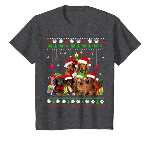 Dachshund Christmas Ugly Sweater Style Dog Xmas Gift T-Shirt