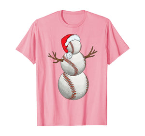 Christmas Baseball Snowman Ball Xmas Gift For Men Women Kids T-Shirt