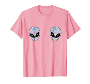 Alien Heads Boobs Shirt Colorful Rave Ufo Shirt Believe Tee