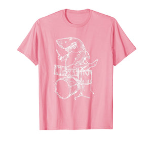 SEEMBO Shark Playing Drums T-Shirt Ocean Drummer Beach Gift