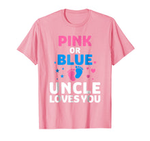 Load image into Gallery viewer, Mens Gender Reveal T-Shirt Pink Or Blue Uncle Loves You T Shirt

