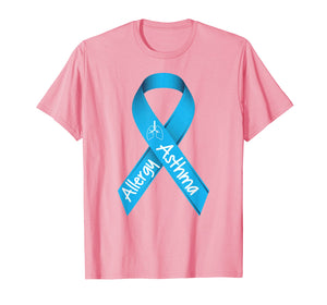 Asthma and Allergies Light Blue Awareness Ribbon T Shirt